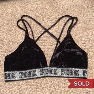 SOLD PINK Unlined Velvet Bralette NWOT